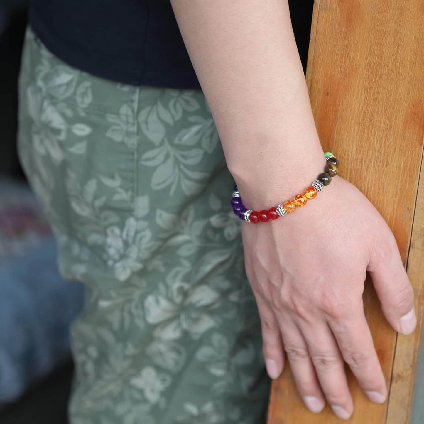 Luck Rising 2pcs 7 Chakra Lava Rock Diffuser Bracelets – Natural Aromatherapy Essential Oil Stretch Bracelet for Men & Women – Yoga Jewelry, Spiritual Healing, Energy Balance