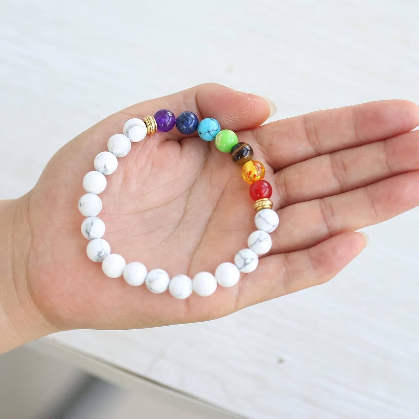 Luck Rising 2pcs 7 Chakra Lava Stone Bracelet – Aromatherapy Diffuser Yoga Jewelry for Men & Women – Handmade Beaded Stretch Bracelets