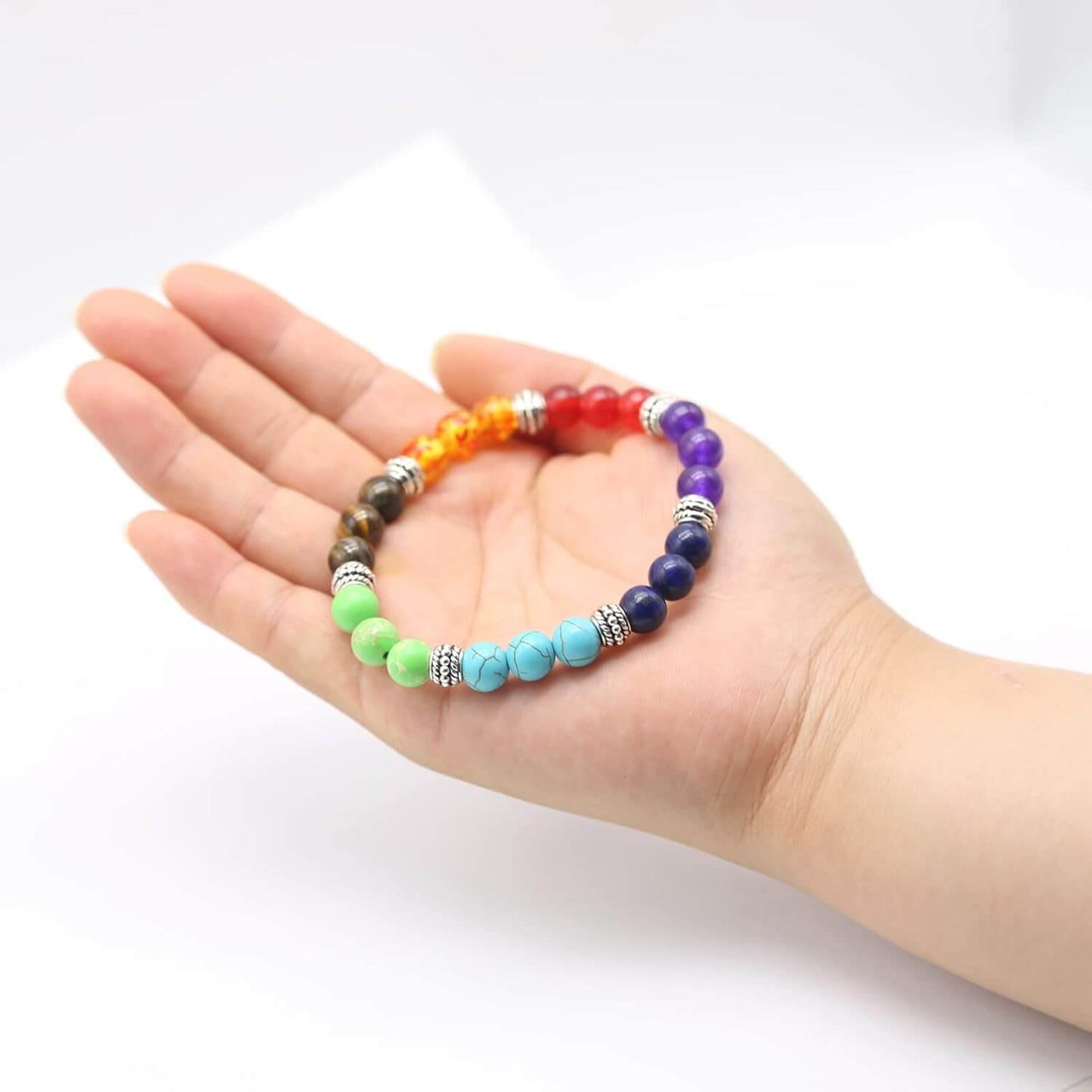 Luck Rising 2pcs 7 Chakra Lava Rock Diffuser Bracelets – Natural Aromatherapy Essential Oil Stretch Bracelet for Men & Women – Yoga Jewelry, Spiritual Healing, Energy Balance