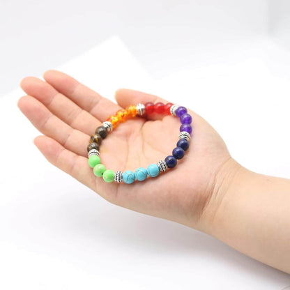 Luck Rising 2pcs 7 Chakra Lava Rock Diffuser Bracelets – Natural Aromatherapy Essential Oil Stretch Bracelet for Men & Women – Yoga Jewelry, Spiritual Healing, Energy Balance