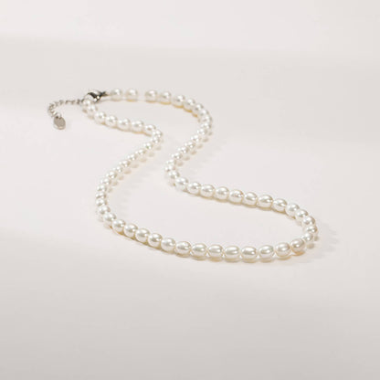 Luck Rising Freshwater Pearl Necklace for Women – High Luster Baroque Pearl Choker with 925 Silver Lobster Clasp – 3-4mm / 6-7mm Pearls, Adjustable 38+6cm Length