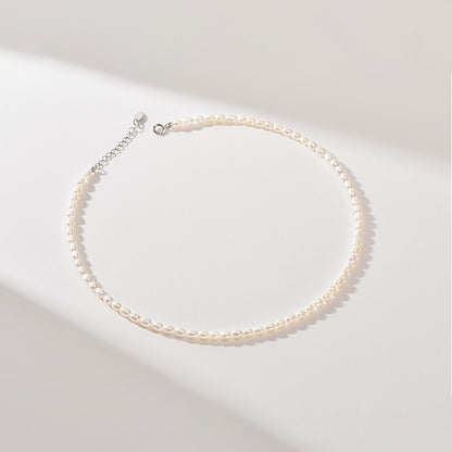 Luck Rising Freshwater Pearl Necklace for Women – High Luster Baroque Pearl Choker with 925 Silver Lobster Clasp – 3-4mm / 6-7mm Pearls, Adjustable 38+6cm Length