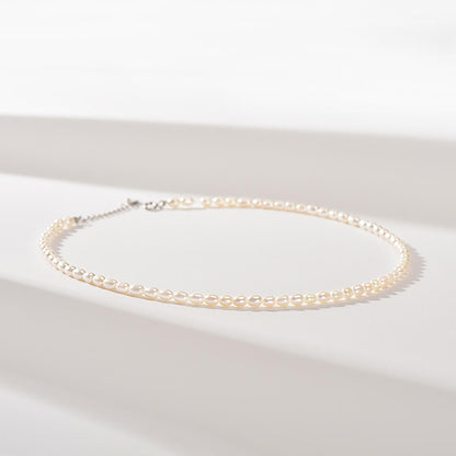 Luck Rising Freshwater Pearl Necklace for Women – High Luster Baroque Pearl Choker with 925 Silver Lobster Clasp – 3-4mm / 6-7mm Pearls, Adjustable 38+6cm Length