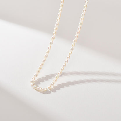 Luck Rising Freshwater Pearl Necklace for Women – High Luster Baroque Pearl Choker with 925 Silver Lobster Clasp – 3-4mm / 6-7mm Pearls, Adjustable 38+6cm Length